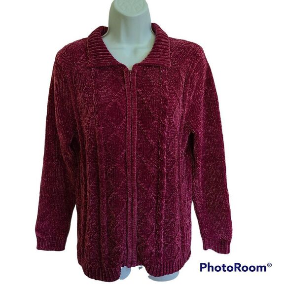 Bon Worth Women's Chenille Full Zip Cardigan Sweater Jacket Size XSP (XS Petite) - Picture 1 of 16